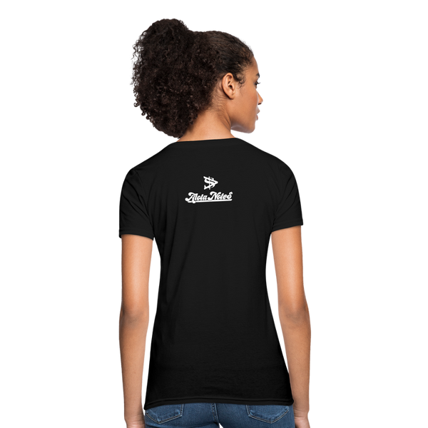 Alota Note$ White Lettermark x Icon/Wordmark Women's T-Shirt - black