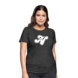 Alota Note$ White Lettermark x Icon/Wordmark Women's T-Shirt - heather black