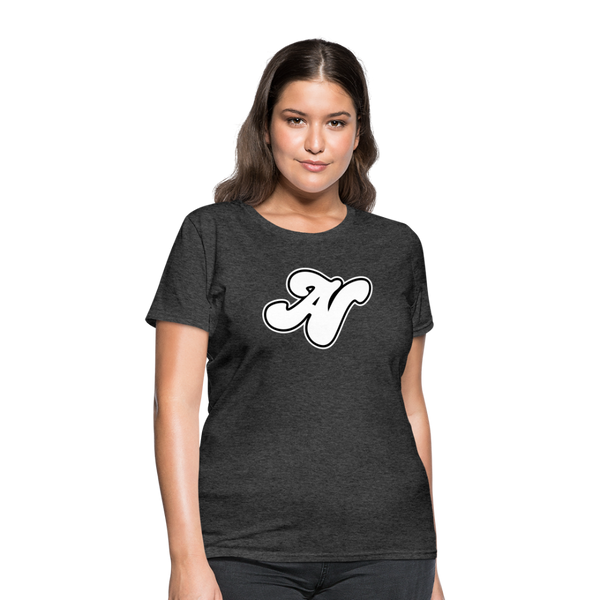 Alota Note$ White Lettermark x Icon/Wordmark Women's T-Shirt - heather black