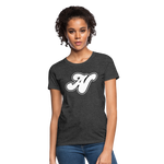 Alota Note$ White Lettermark x Icon/Wordmark Women's T-Shirt - heather black