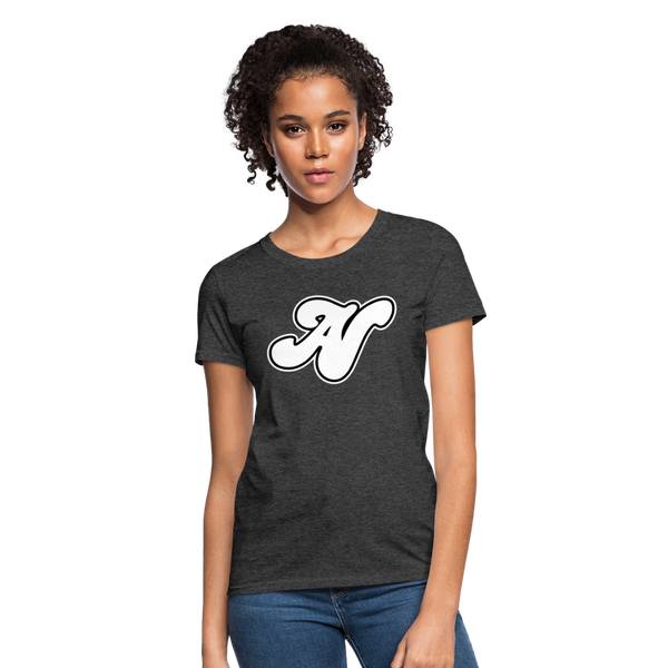 Alota Note$ White Lettermark x Icon/Wordmark Women's T-Shirt - heather black