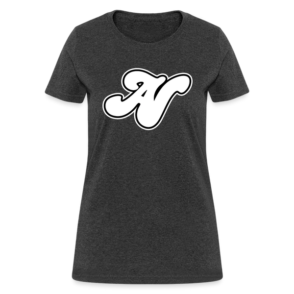 Alota Note$ White Lettermark x Icon/Wordmark Women's T-Shirt - heather black