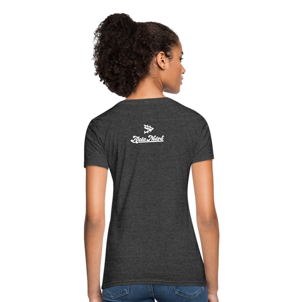 Alota Note$ White Lettermark x Icon/Wordmark Women's T-Shirt - heather black