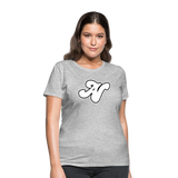 Alota Note$ White Lettermark x Icon/Wordmark Women's T-Shirt - heather gray