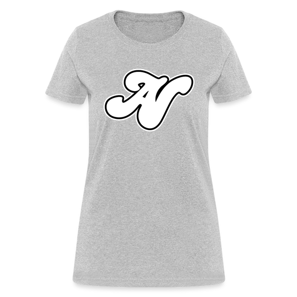 Alota Note$ White Lettermark x Icon/Wordmark Women's T-Shirt - heather gray