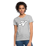 Alota Note$ White Lettermark x Icon/Wordmark Women's T-Shirt - heather gray