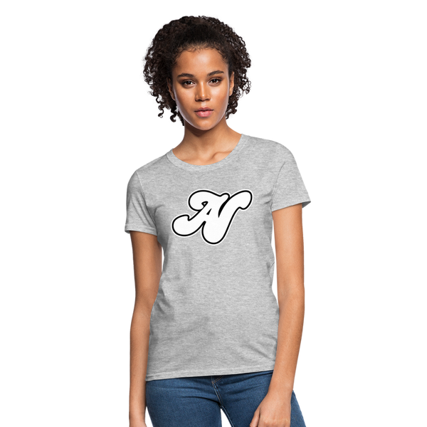 Alota Note$ White Lettermark x Icon/Wordmark Women's T-Shirt - heather gray