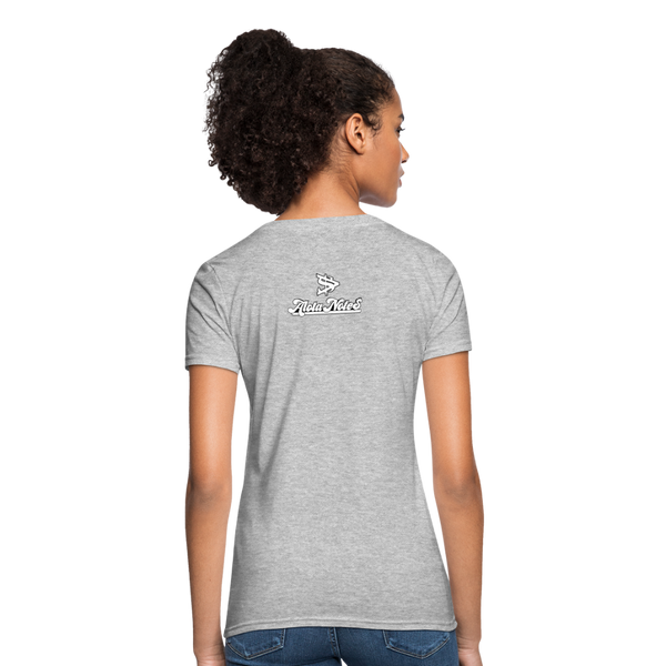 Alota Note$ White Lettermark x Icon/Wordmark Women's T-Shirt - heather gray