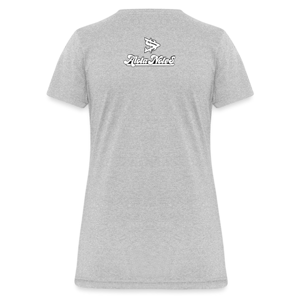 Alota Note$ White Lettermark x Icon/Wordmark Women's T-Shirt - heather gray