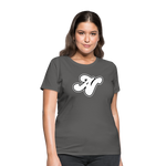 Alota Note$ White Lettermark x Icon/Wordmark Women's T-Shirt - charcoal