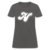 Alota Note$ White Lettermark x Icon/Wordmark Women's T-Shirt - charcoal