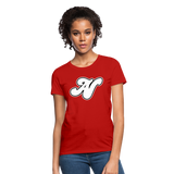 Alota Note$ White Lettermark x Icon/Wordmark Women's T-Shirt - red