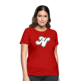 Alota Note$ White Lettermark x Icon/Wordmark Women's T-Shirt - red