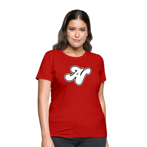 Alota Note$ White Lettermark x Icon/Wordmark Women's T-Shirt - red