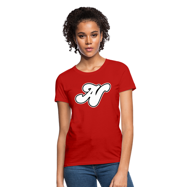 Alota Note$ White Lettermark x Icon/Wordmark Women's T-Shirt - red