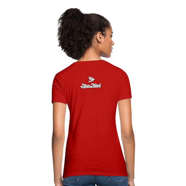 Alota Note$ White Lettermark x Icon/Wordmark Women's T-Shirt - red