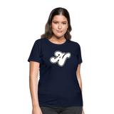 Alota Note$ White Lettermark x Icon/Wordmark Women's T-Shirt - navy