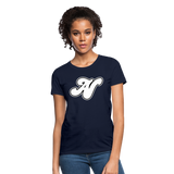 Alota Note$ White Lettermark x Icon/Wordmark Women's T-Shirt - navy