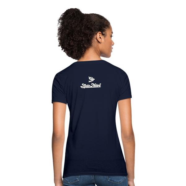 Alota Note$ White Lettermark x Icon/Wordmark Women's T-Shirt - navy