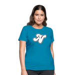 Alota Note$ White Lettermark x Icon/Wordmark Women's T-Shirt - turquoise