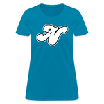 Alota Note$ White Lettermark x Icon/Wordmark Women's T-Shirt - turquoise