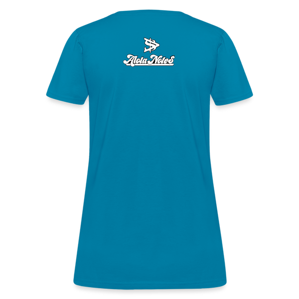 Alota Note$ White Lettermark x Icon/Wordmark Women's T-Shirt - turquoise