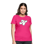 Alota Note$ White Lettermark x Icon/Wordmark Women's T-Shirt - fuchsia