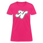 Alota Note$ White Lettermark x Icon/Wordmark Women's T-Shirt - fuchsia