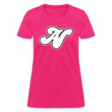 Alota Note$ White Lettermark x Icon/Wordmark Women's T-Shirt - fuchsia