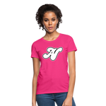 Alota Note$ White Lettermark x Icon/Wordmark Women's T-Shirt - fuchsia