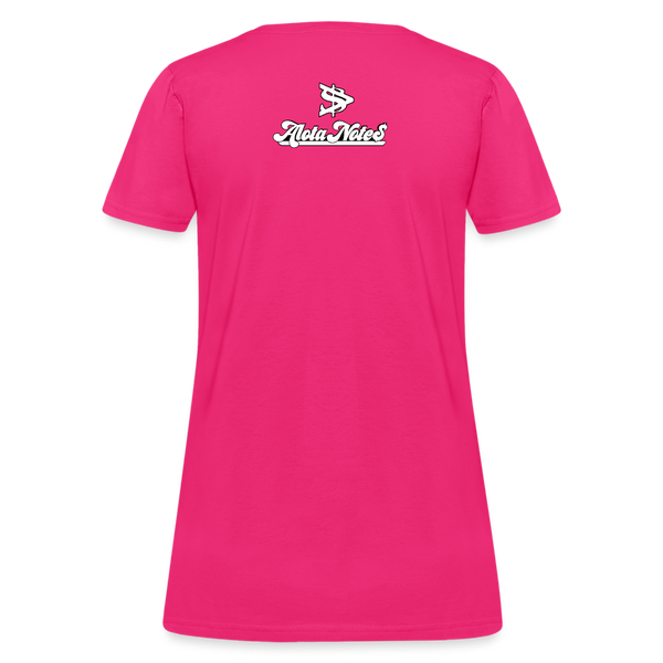 Alota Note$ White Lettermark x Icon/Wordmark Women's T-Shirt - fuchsia