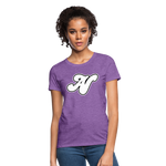 Alota Note$ White Lettermark x Icon/Wordmark Women's T-Shirt - purple heather