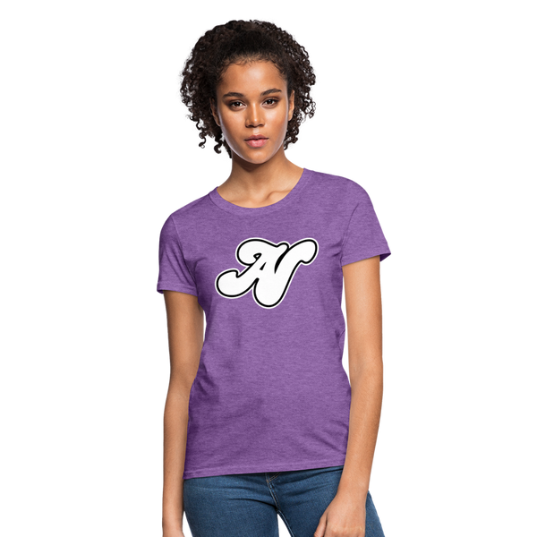 Alota Note$ White Lettermark x Icon/Wordmark Women's T-Shirt - purple heather