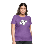 Alota Note$ White Lettermark x Icon/Wordmark Women's T-Shirt - purple heather