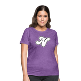 Alota Note$ White Lettermark x Icon/Wordmark Women's T-Shirt - purple heather