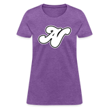 Alota Note$ White Lettermark x Icon/Wordmark Women's T-Shirt - purple heather