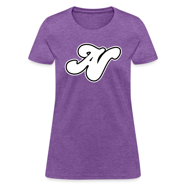 Alota Note$ White Lettermark x Icon/Wordmark Women's T-Shirt - purple heather