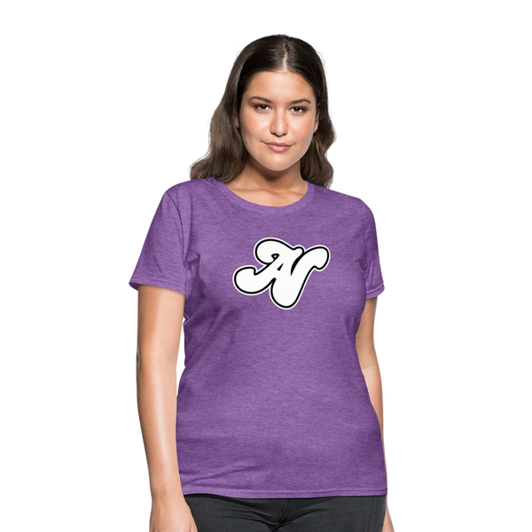 Alota Note$ White Lettermark x Icon/Wordmark Women's T-Shirt - purple heather