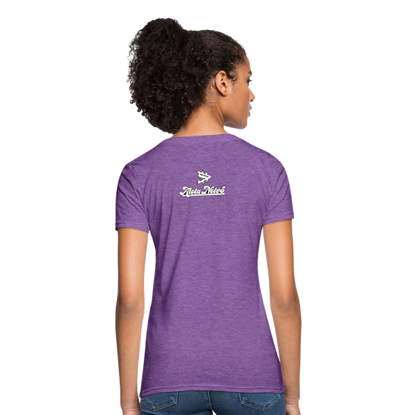 Alota Note$ White Lettermark x Icon/Wordmark Women's T-Shirt - purple heather