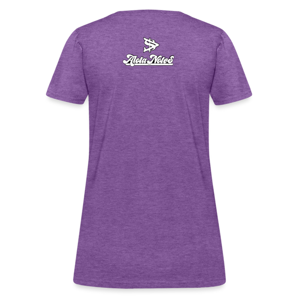 Alota Note$ White Lettermark x Icon/Wordmark Women's T-Shirt - purple heather