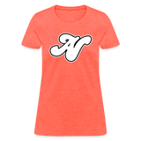 Alota Note$ White Lettermark x Icon/Wordmark Women's T-Shirt - heather coral