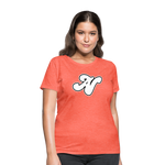 Alota Note$ White Lettermark x Icon/Wordmark Women's T-Shirt - heather coral