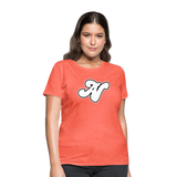 Alota Note$ White Lettermark x Icon/Wordmark Women's T-Shirt - heather coral