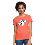 Alota Note$ White Lettermark x Icon/Wordmark Women's T-Shirt - heather coral