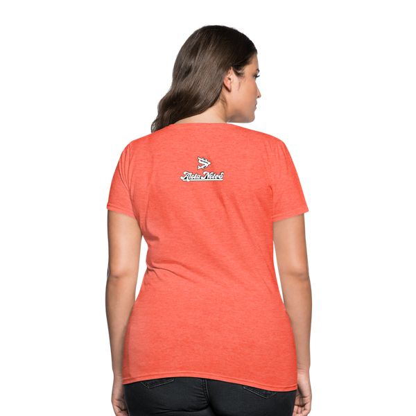 Alota Note$ White Lettermark x Icon/Wordmark Women's T-Shirt - heather coral