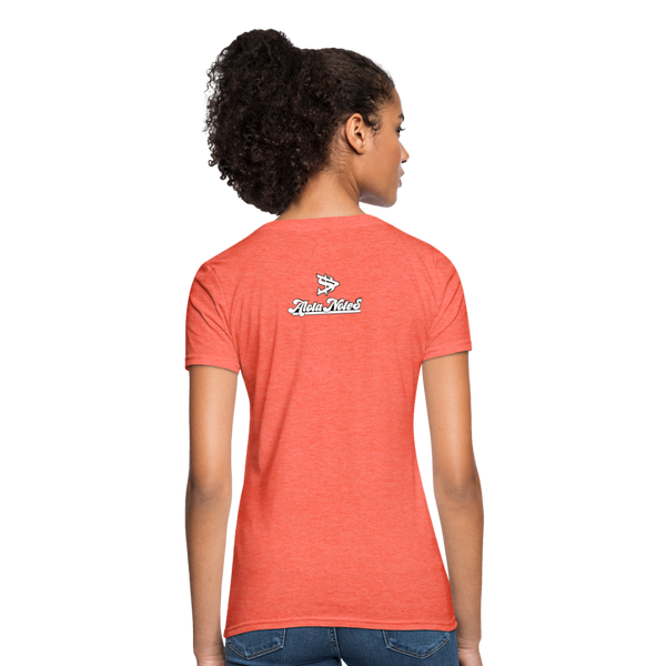 Alota Note$ White Lettermark x Icon/Wordmark Women's T-Shirt - heather coral