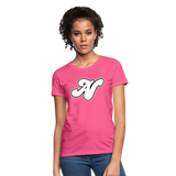 Alota Note$ White Lettermark x Icon/Wordmark Women's T-Shirt - heather pink