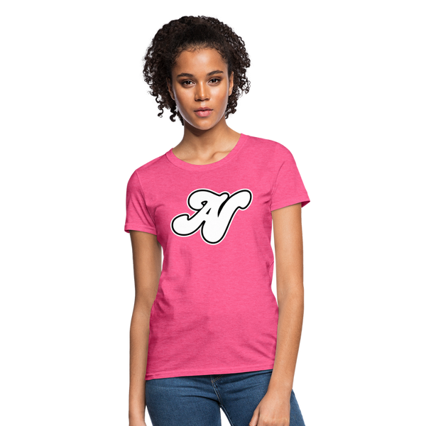 Alota Note$ White Lettermark x Icon/Wordmark Women's T-Shirt - heather pink