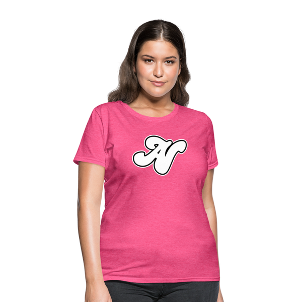 Alota Note$ White Lettermark x Icon/Wordmark Women's T-Shirt - heather pink