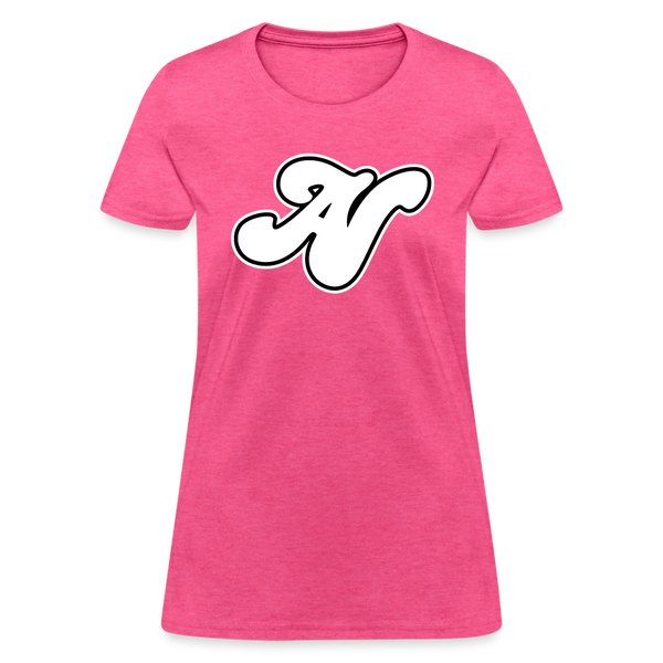 Alota Note$ White Lettermark x Icon/Wordmark Women's T-Shirt - heather pink